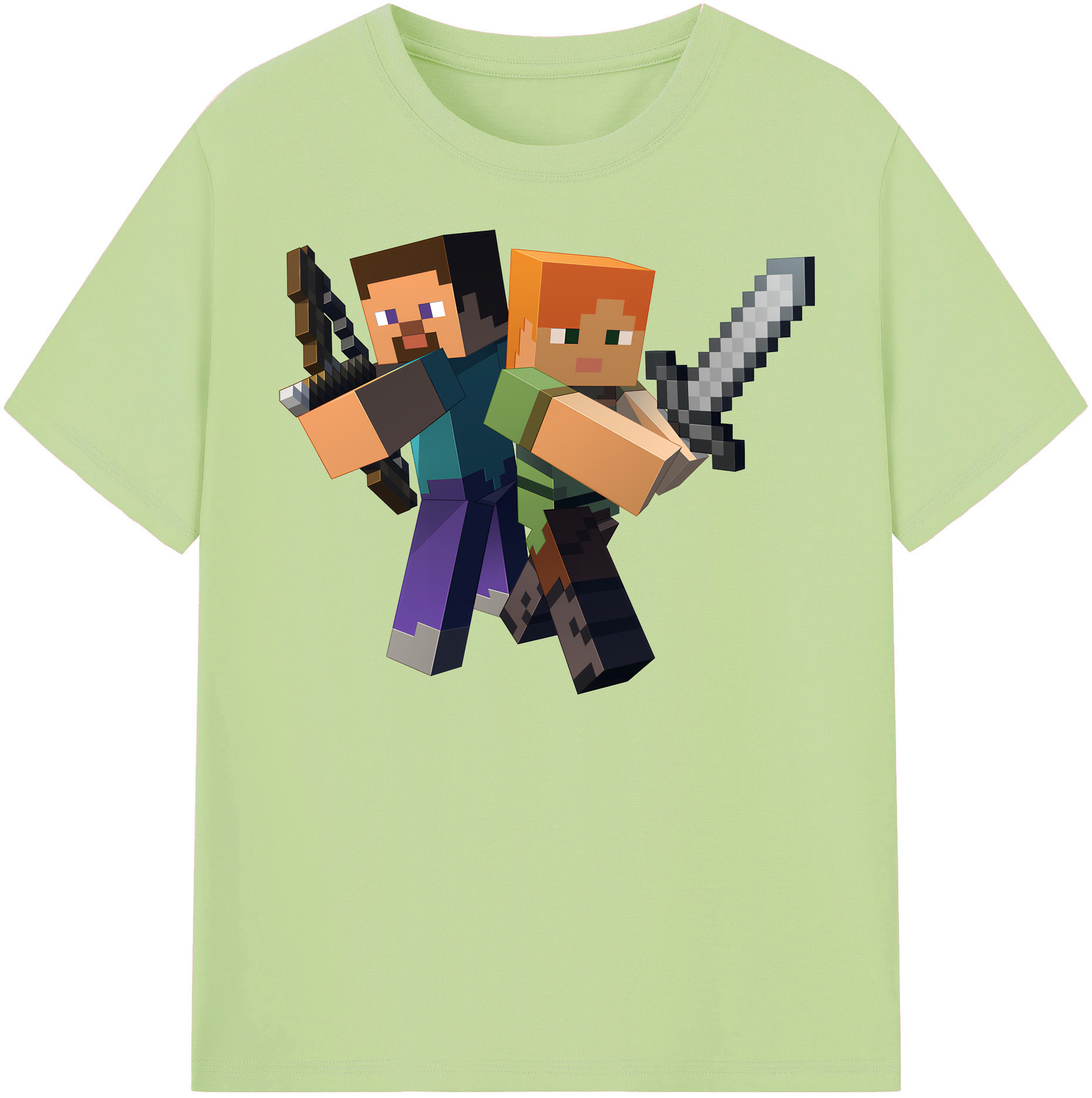 （画像用） マインクラフト ブロックの世界 Minecraft MC Block world 綿100％半袖Tシャツ（フロントプリント）